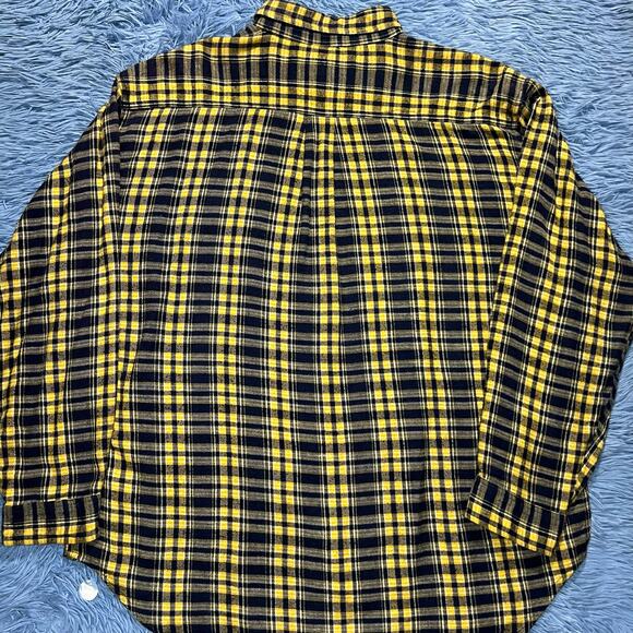 VINTAGE Plaid Flannel Button Down Shirt Size XXL Mens Casual Blue Yellow Y2K - Picture 2 of 11